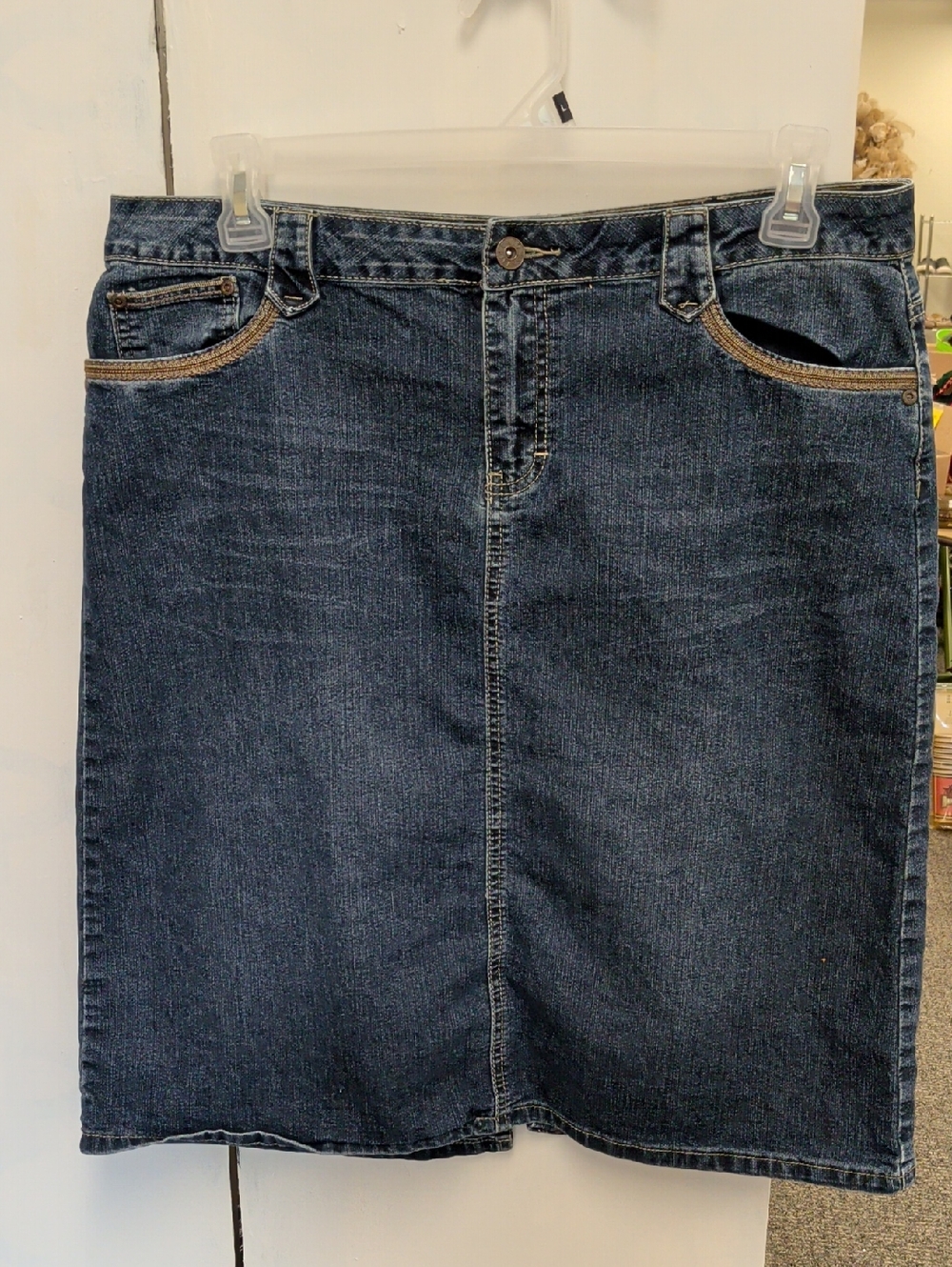 Cato Blue Denim Skirt with Contrast Stitching